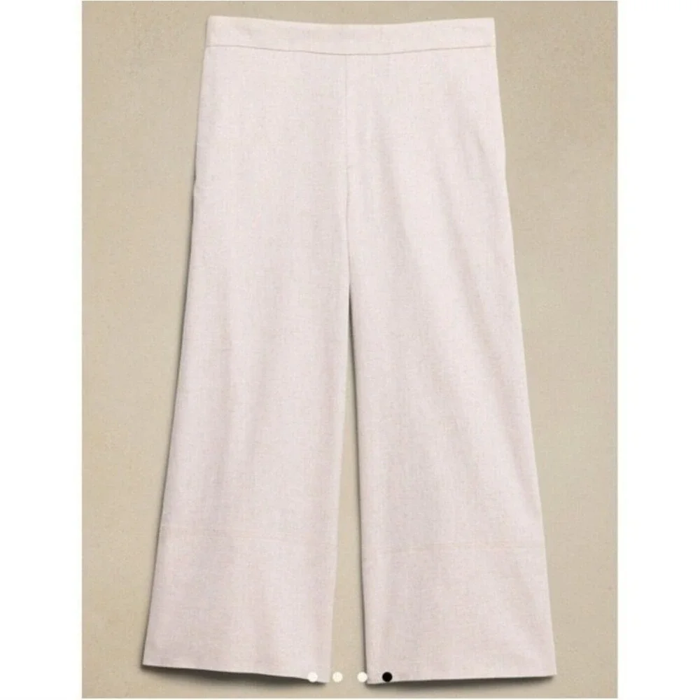 New Banana Republic Linen Blend Pants Medium Wide Leg Cropped Flowy Black Cruise